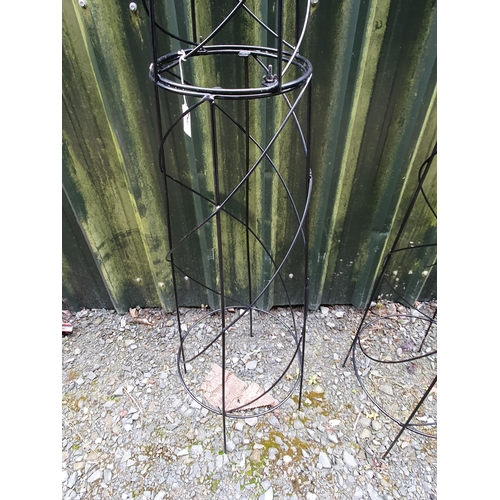 632 - Two black metal Plant Stands with spiral designs