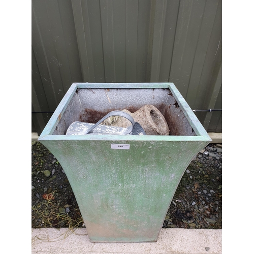 635 - A square section Planter, a Jug, Pot Stands and an Oriental style Bust