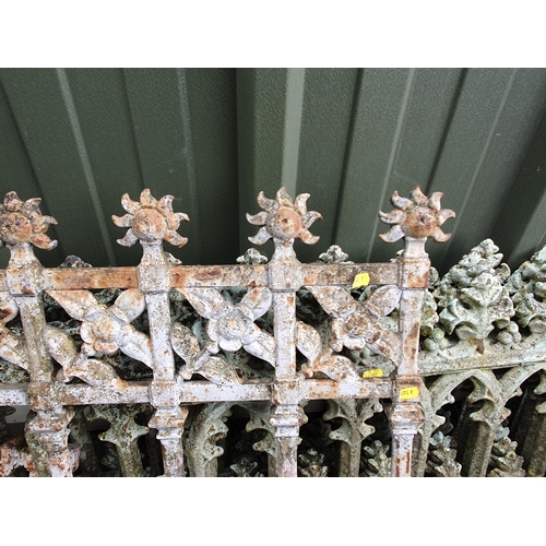 637 - A selection of Vintage Metal Fence Railing Sections, arched and floral decoration, including four po... 