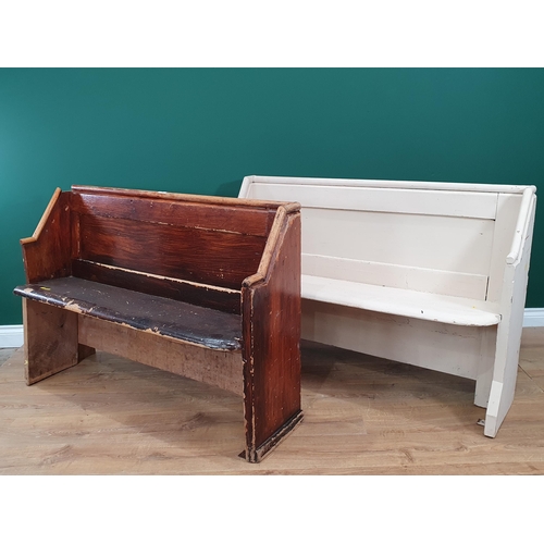 64 - A stained pine Pew A/F 2ft 10