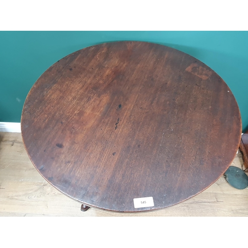 545 - A Georgian mahogany Tripod Table with circular top on baluster column, 2ft 4in diam