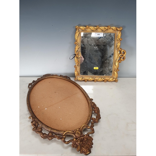 652 - A gilt framed mirror and a larger gilt frame for a mirror.