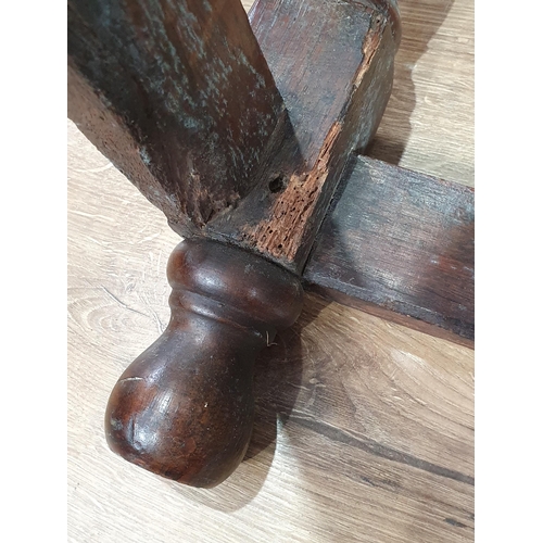 1 - An 18th Century oak Side Table, with single fitted drawer, above shaped frieze on turned supports wi... 