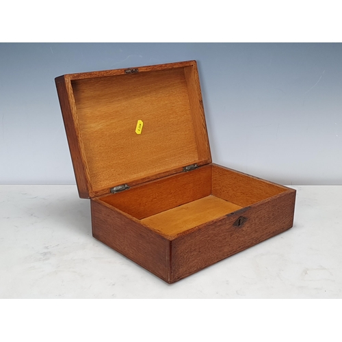 13 - A 19th Century oak Box, a 19th Century rosewood Writing Box (contents missing), and an oak two handl... 