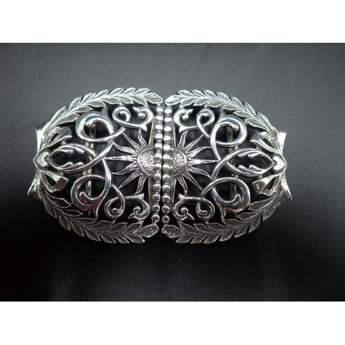 139 - A modern silver Buckle with sunburst, leaf and scroll design, Birmingham 1995