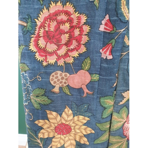 2 - Eight blue Curtains (various sizes) with floral and leafage patterns and designs.