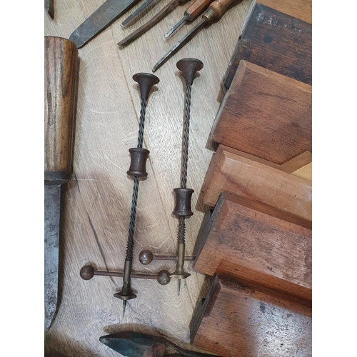 216 - A quantity of Vintage Moulding Planes, a Stanley Hand Drill, Chisels, and other Vintage Tools.