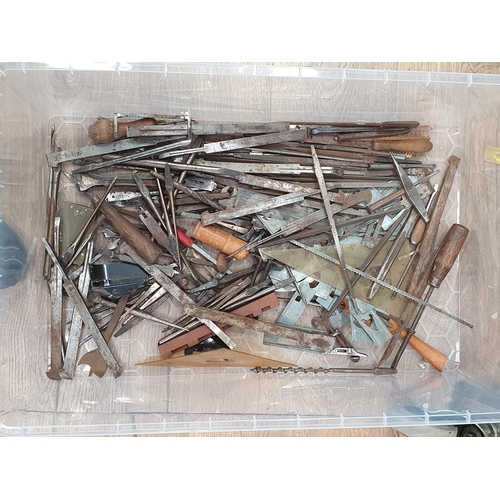 218 - A quantity of Vintage Tools including, Moulding Planes, Stencils, Drill Bits, Chisels, etc.