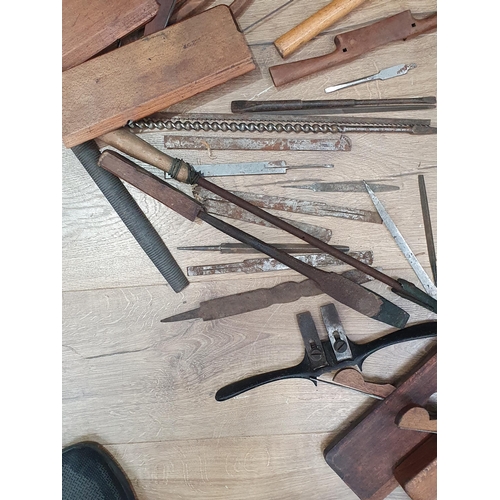 218 - A quantity of Vintage Tools including, Moulding Planes, Stencils, Drill Bits, Chisels, etc.