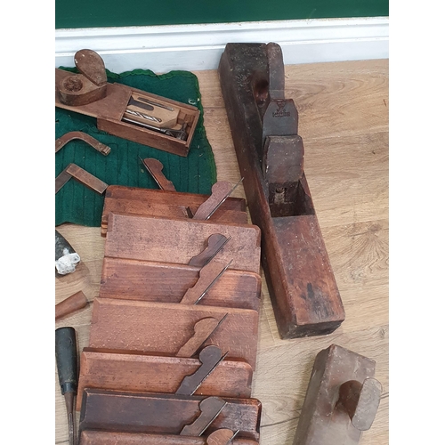 218 - A quantity of Vintage Tools including, Moulding Planes, Stencils, Drill Bits, Chisels, etc.