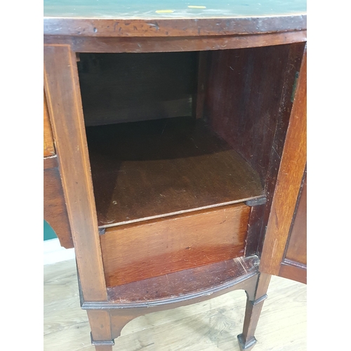 28 - A mahogany and inlaid Sideboard with single fitted drawer, flanked by pair of cupboard doors with li... 