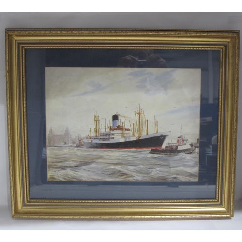 AFTER NORMAN COLEBOURNE. A Steam Ship and Tug on the River Mersey ...