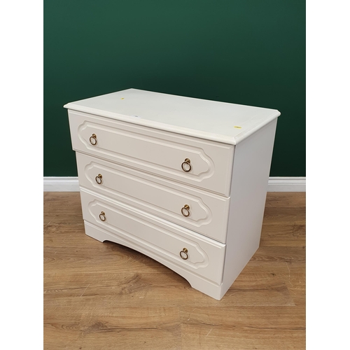 490 - A modern white Chest of three long Drawers, 2ft 8