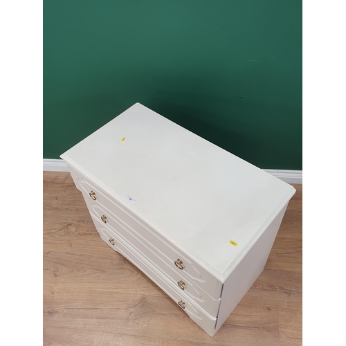 490 - A modern white Chest of three long Drawers, 2ft 8