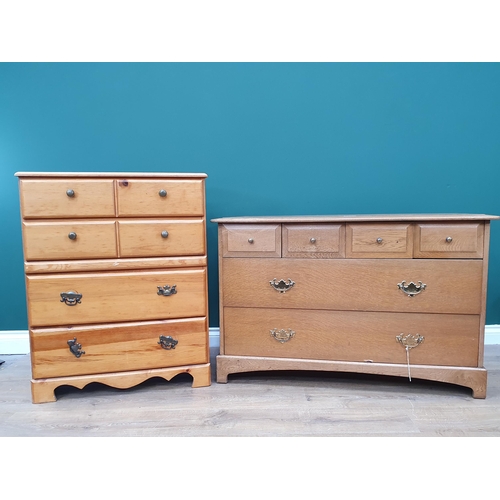 492 - A modern oak Chest of four short above two long Drawers A/F 3ft 7