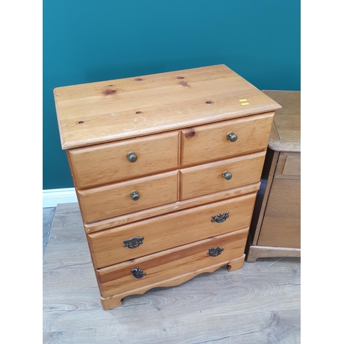 492 - A modern oak Chest of four short above two long Drawers A/F 3ft 7