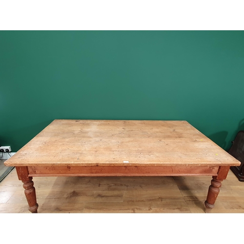 53 - ***Amendment - three plank not two*** 
A large Victorian pine Farmhouse Table with three plank Top, ... 