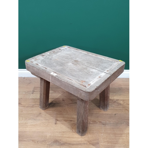 543 - A small antique sycamore Table on chamfered supports, A/F, 2ft Long x 19