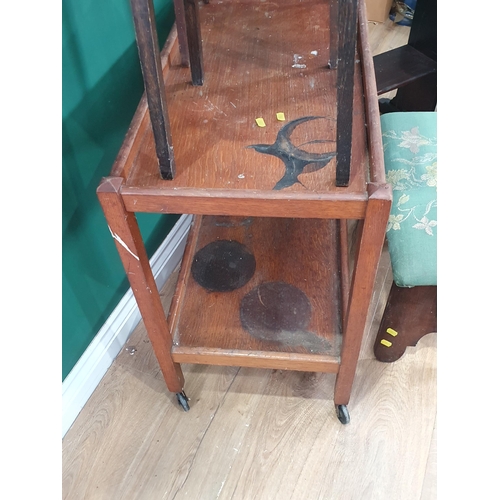 547 - A stained barley twist Occasional Table, another stained Occasional Table, an oak Tea Trolley A/F, a... 