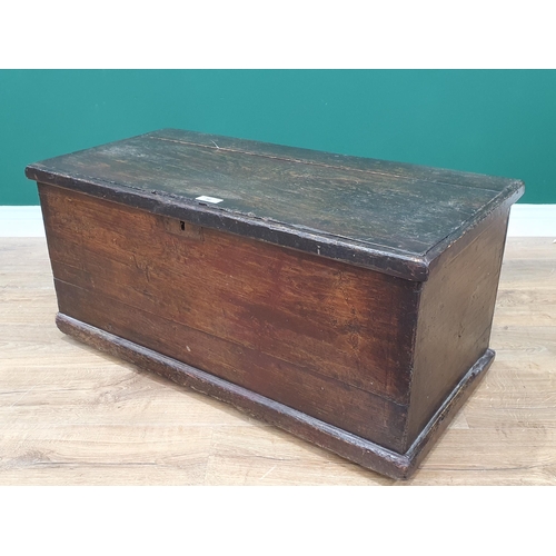 56 - An antique elm and oak Blanket Chest.