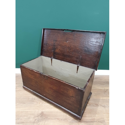 56 - An antique elm and oak Blanket Chest.