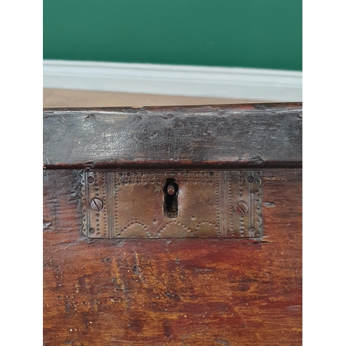 56 - An antique elm and oak Blanket Chest.