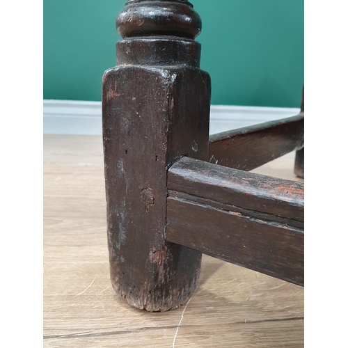 57 - An 17th Century and later oak Side Table fitted single drawer on turned supports and square stretche... 