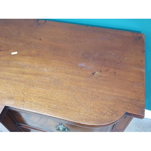 473 - A 19th Century mahogany Sideboard with inlaid decoration, fitted two central drawers flanked by two ... 