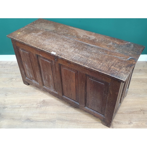 522 - An 18th Century oak Coffer with fielded four panel front 4ft 2in W x 2ft 3in H