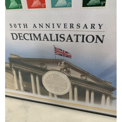 218 - Tristan Da Cunha 2021 50th Anniversary of Decimalisation silver £5 in cover, with COA, along with a ... 