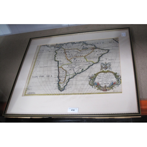 418 - EDWARD WELLS. A new Map of South America shewing (sic) its General Division, Chief Cities and Towns ... 