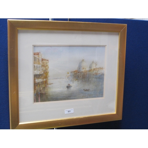 421 - GRENVILLE COTTINGHAM. On the Grand Canal, Venice, watercolour, 10 1/2 x 14 1/2 in