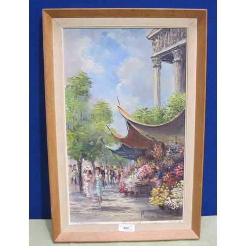 422 - MARINO. At a Flower Market, signed and dated 1962, oil on canvas, 22 x 13in; and one other oil paint... 