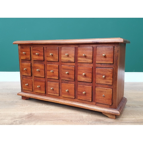 10 - A Hardwood Bank of Eighteen small Drawers, 2ft 2