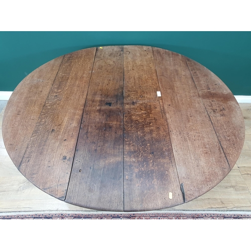 11 - An antique oak Gateleg Table with single fitted drawer on turned and tapered supports, A/F, 4ft 4