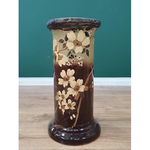 17 - A glazed floral decorated Jardinière Stand A/F, 23