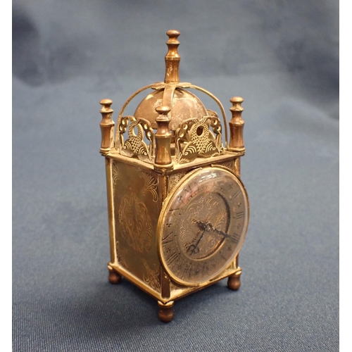 201 - A miniature brass Lantern Clock, 4in