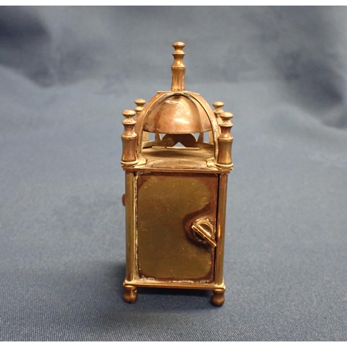 201 - A miniature brass Lantern Clock, 4in