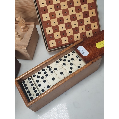 215 - Three Chess Sets, a Travel Chess Set and a set of Dominoes