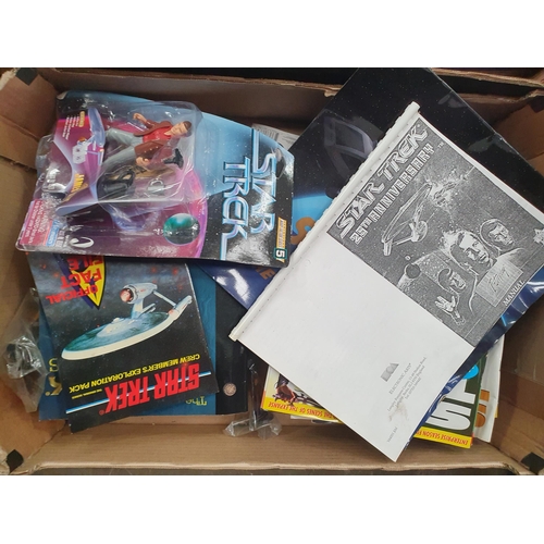 264 - Three Boxes of assorted Star Trek Collectables including, Magazines, Models and Books.