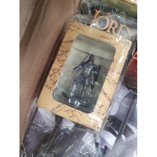 276 - Two Boxes of The Lord of the Rings Collector's Models and Magazines including, Gandalf, Gothmog, Sar... 