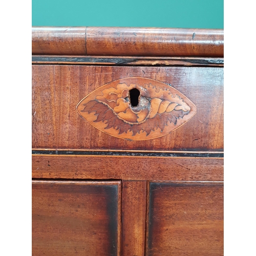 281 - A 19th Century mahogany and satinwood inlaid Chest of two short, three long graduated Drawers, with ... 