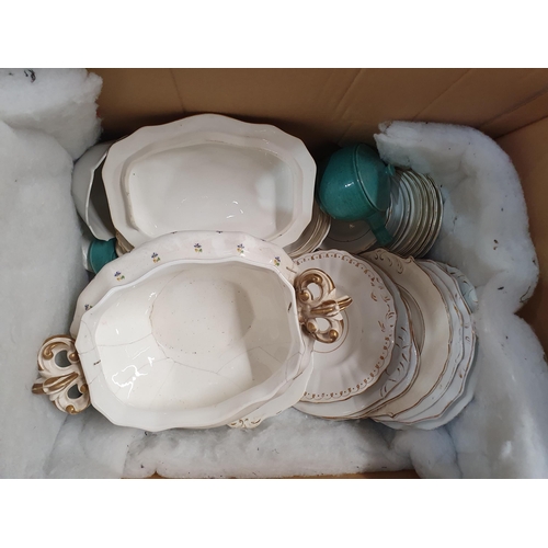 316 - Five boxes containing a large quantity of white and gilt Dinnerware,