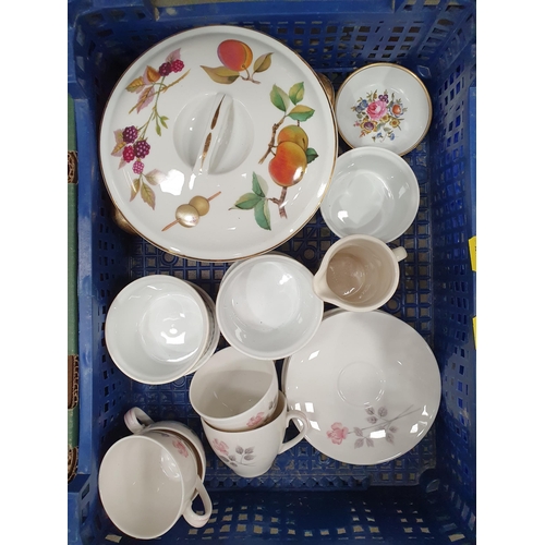 320 - A quantity of Chinese Saki Bowls, Portmeirion Plates, a Royal Worcester Evesham Tureen