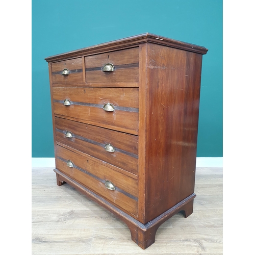 34 - A walnut Chest of two short three long Drawers, 3ft 6