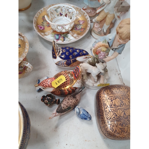 380 - Ceramics including, a small pair of Cloisonné Lidded Vases, a continental lidded blue and gilt decor... 