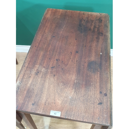 43 - Two Antique mahogany Pembroke Tables fitted single drawers on square tapered supports.