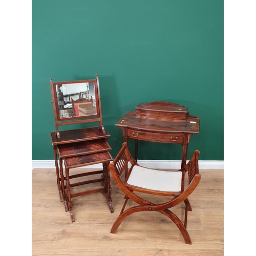 452 - An Edwardian mahogany Writing Table with inset leather tooled writing surface, fitted single drawer ... 