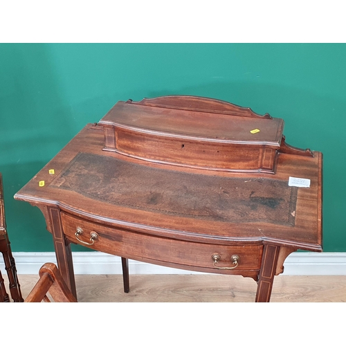 452 - An Edwardian mahogany Writing Table with inset leather tooled writing surface, fitted single drawer ... 