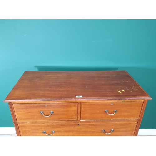 461 - A mahogany Chest of two short, three long graduated Drawers with satinwood stringing decoration, 3ft... 